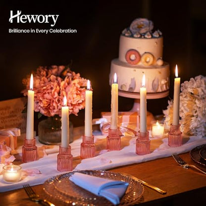 Hewory Glass Pink Candle Holder Bulk, 10PCS Valentines Taper Candle Holders - color: Pink, size: 10PCS