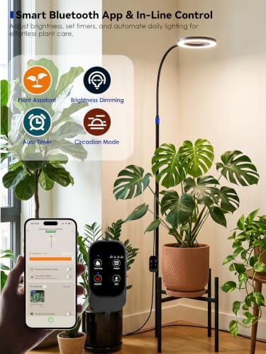Smart Grow Light for Indoor Plants, 24W LED Plant Light with Plant Stand