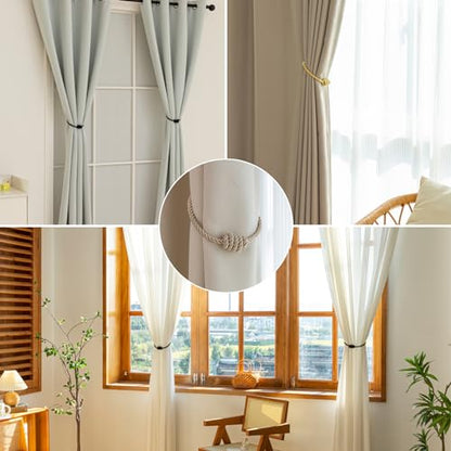 Curtain Tiebacks Magnetic Decorative Rope Tie Backs Holdbacks Contoeey - color: Beige
