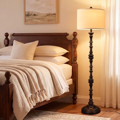 Coucrek 61" Farmhouse Floor Lamp for Living Room, Antique Rustic Floor Lamp - color: Red Brown