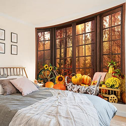 HVEST Farmhouse Fall Tapestry Wall Hanging for Bedroom,40L x 60W Inches - color: Yellow, size: 40"L x 60"W