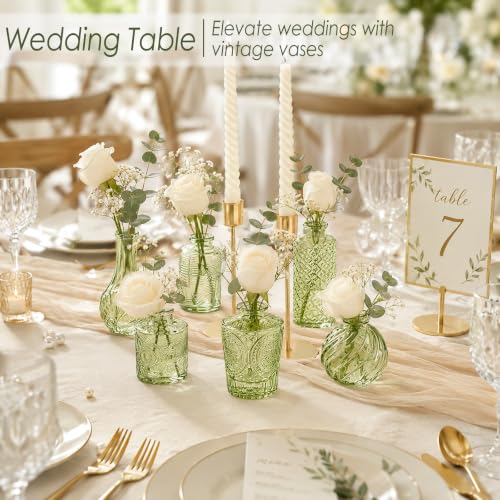 UPBUD Green Glass Bud Vases Set of 36, Small Vases for Flowers - color: Green