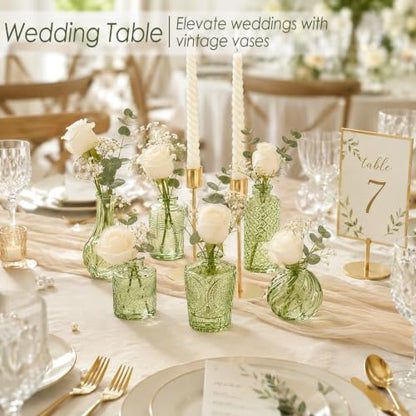 UPBUD Green Glass Bud Vases Set of 36, Small Vases for Flowers - color: Green