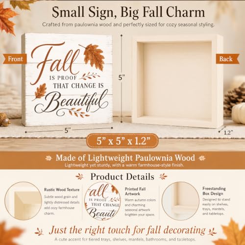 Fall is Proof That Change is Beautiful Sign | Orange Typography Wall Art - color: FALL29