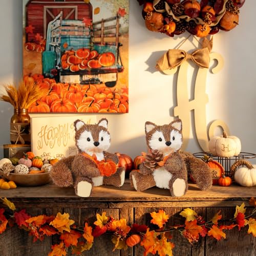 Lulu Home Handmade Set of 2 Fox Fall Decorations