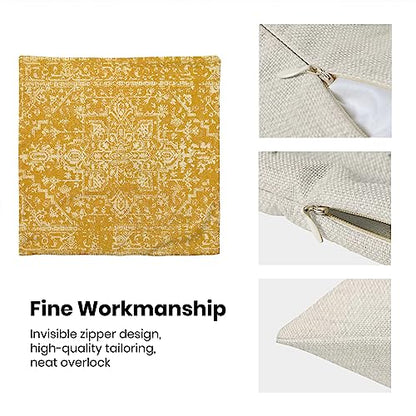 Yellow Carpet Pattern Boho Pillow Covers 18x18 Set of 2 - color: Boho-12, size: 18" x 18" (Pack of 2)