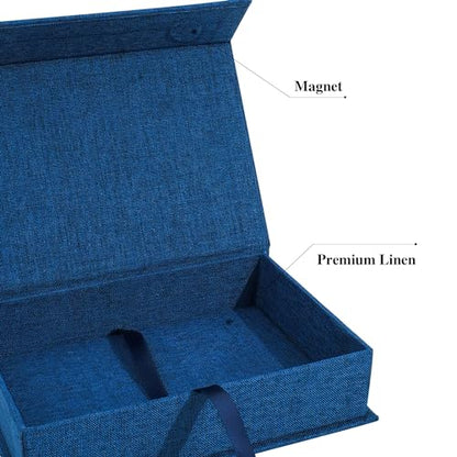 Photo Storage Box 4x6, Linen Photo Box - Blue - color: Navy Blue, size: 4"x6"