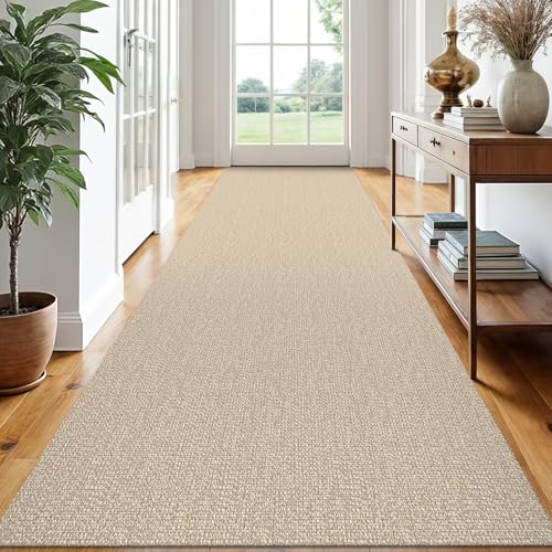 EARTHALL Washable Runner Rug, Non Slip Hallway Runner, 3x14 Ft, Sand/Beige - color: Sand/Beige, size: 3' x 14' (Rectangular)