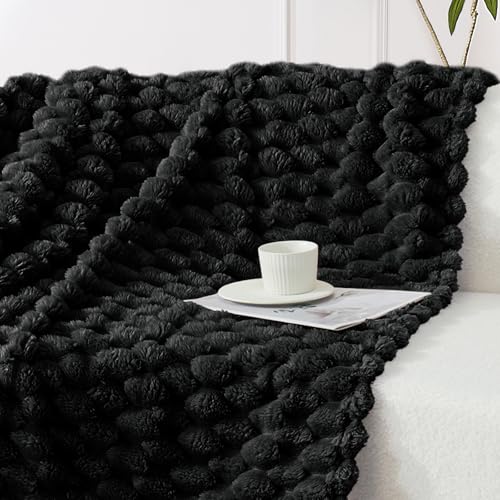 Whale Flotilla Soft 3D Jacquard Fleece Throw Blanket for Couch & Bed, Black - color: Black, size: Throw(50x60 Inch)