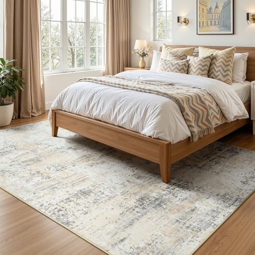 5x7 Area Rugs for Living Room Bedroom, Washable Non Slip Beige Rug - color: Beige, size: 5' x 7' (Rectangular)