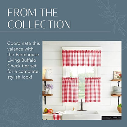 Farmhouse Living Buffalo Check Window Valance, Red/White - 60" W x 15" L - color: Red/White