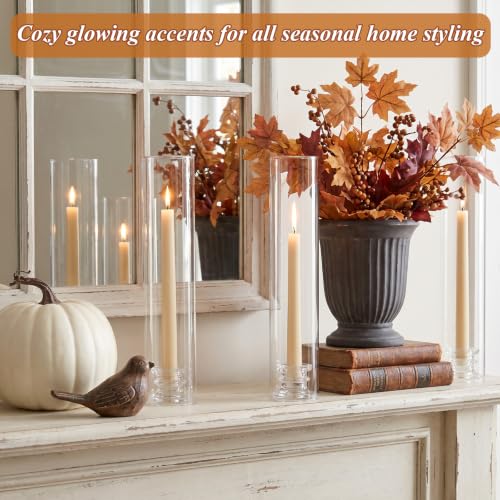 10Pcs Hurricane Glass Candle Holders for Candlesticks Hurricane Taper Candle Holder Clear Glass Candlestick Holder Tapered Candlestick Holder for Dining Table Thanksgiving Christmas Wedding Fall Decor
