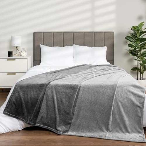 PAVILIA Gray Ombre Fleece Throw Blanket for Couch Sofa Bed, 50x60 - color: Gradient - Charcoal, size: 50 x 60 Inches - Throw