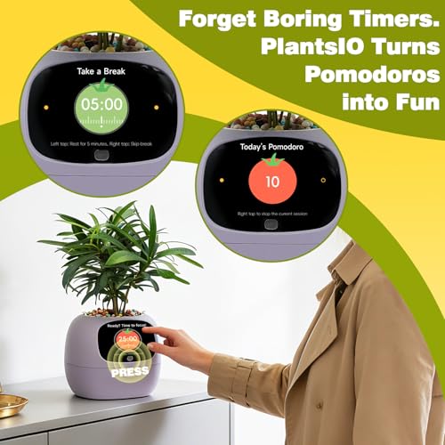 PLANTSIO Smart Plant Pot with Screen, 80ml Self-Watering Planter Purple - color: Purple