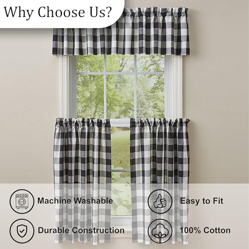 Park Designs Wicklow Black/Cream Check Valance 113-47BC - color: Black & Cream Valance