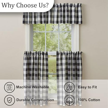 Park Designs Wicklow Black/Cream Check Valance 113-47BC - color: Black & Cream Valance