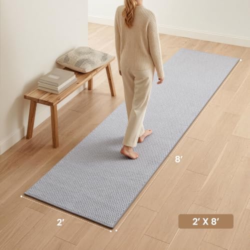 Sunfly 2x8 Runner Rug with Non Slip Rubber Backing Light Grey - color: Light Grey, size: 2' x 8' (Rectangular)