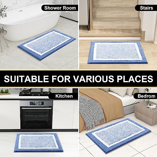 OLANLY Bathroom Rugs 30x20, Soft Absorbent Microfiber Bath Rugs, Blue - color: Blue and White, size: 30" X 20"