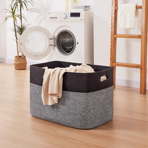 OIAHOMY 108L Extra Large Blanket Basket Dog Toy Basket Grey/Black - color: Grey/Black