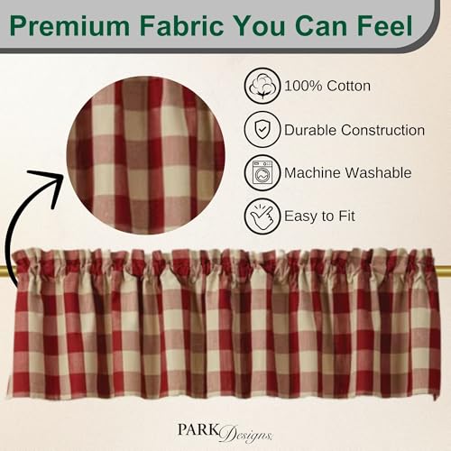 Park Designs Buffalo Check Valance 72" x 14", Garnet & Tan - color: Garnet Valance