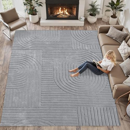 Grey Solid Area Rug 8x10, Large Washable Soft Rugs for Living Room - color: Grey, size: 8' x 10' (Rectangular)