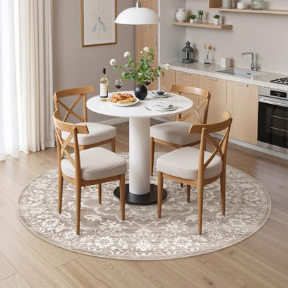 Soalmost Washable Round Rug 6ft for Living Room,Soft Circle Rug Light Brown - color: Light Brown, size: 6' (Round)