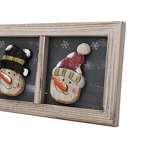 Attraction Design Wood Snowman Wall Decor Hanging Christmas Sign, Rustic Snowmen Decoration Wall Art Wooden Holiday Decorative Sign Hanging Xmas Décor 16.8X6.6in