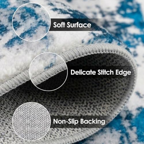 Kitchen Rugs Sets of 3 Non Slip Washable Mats for Floor, Blue - color: Blue