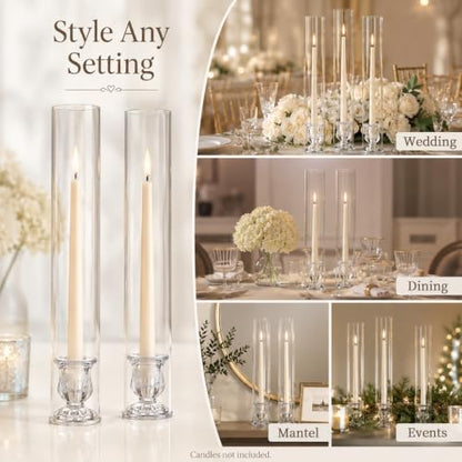 CHILL RECIPE Glass Hurricane Candle Holders, Set of 6, 12" Tall Clear Glass - color: Floral, size: 12Inch (6Pcs)