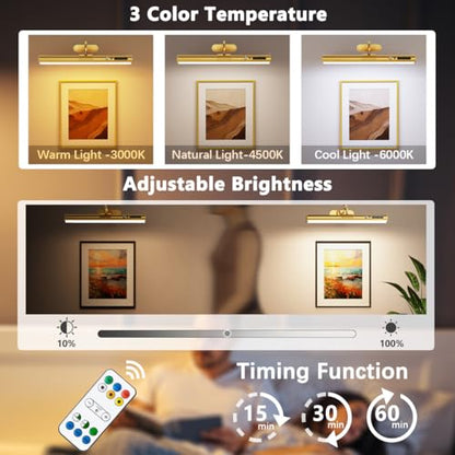 Motion Sensor Battery Operated Picture Light,Wireless Picture Light - color: Motion Sensor Brass