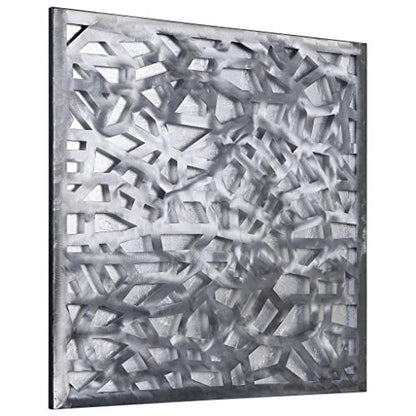 Empire Art Direct Enigma 3D Polished Steel Sculpture, Abstract Metal Wall Art with Sliver Leaf, Ready to Hang, Living Room, Bedroom & Office,Sliver,32"x32" - color: Silver Enigma, size: 32"L x 32"W