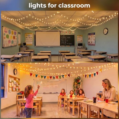 Minetom Battery Operated String Lights, Total 120 LEDs Classroom Lights - color: Warm White, size: 2 Pack