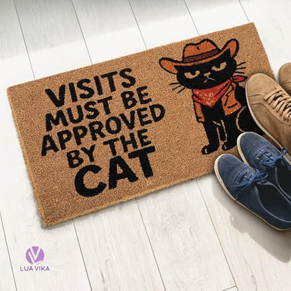 Funny Coir Door Mats Outside and Inside, Cat, 17 x 30 in - color: Cat