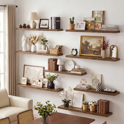 Vivelove 10 Inch Deep Floating Shelves 40” Set of 2, Rustic Brown - color: Rustic Brown, size: 40”wx10.2”dx1.5”h