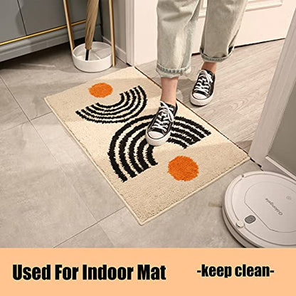 Boho Bathroom Rugs Non-Slip Abstract Bath Rugs Microfiber Cute Mat Black Washable for Tube/Washbasin/Toilet (Beige-Music, 20"X32") - color: Beige-music, size: 1'8" x 2'8" (Oblong)