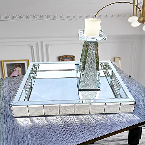 Wocred Perfume Tray,Super Gorgeous Vanity Tray with Handles,Jewelry Organizer Decorative Tray for Dresser,Coffee Table,Bedroom Ottoman(11”x15”x2”) - size: 15" x 11" x 2"