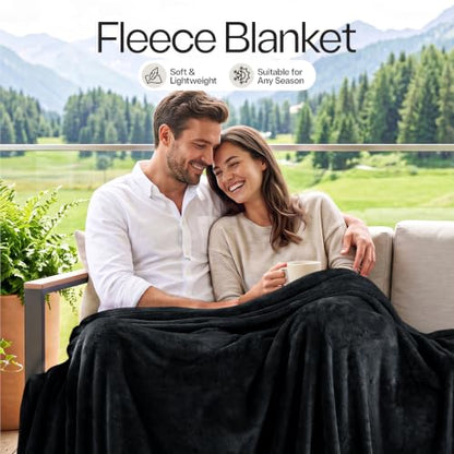 Soft Fleece Blanket for Bed Queen Size Black (90x90 Inch) - color: Black, size: Queen (90x90 Inch)