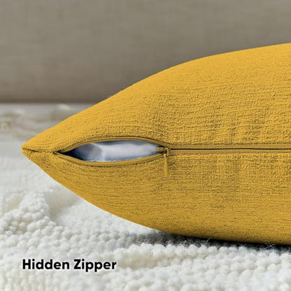 HAUSSY Pack of 2 Faux Linen Lumbar Throw Pillow Covers 12x20 Inch, Cream - color: Mustard Yellow, size: 20" x 12" (Pack of 2)