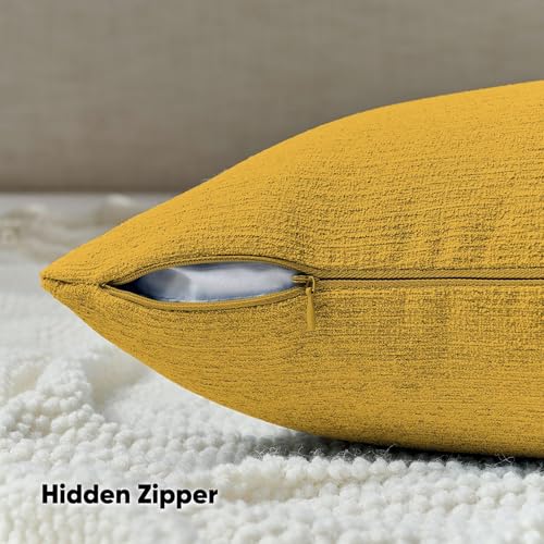 HAUSSY Pack of 2 Faux Linen Lumbar Throw Pillow Covers 12x20 Inch, Cream - color: Mustard Yellow, size: 20" x 12" (Pack of 2)