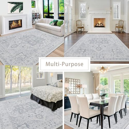 Washable Rugs 6x9 Area Rugs for Living Room,Bedroom,Dining Room,Playroom - color: Grey/Cream/White/Light Blue, size: 6' x 9' (Rectangular)