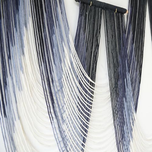 IOWER Macrame Wall Hanging Dip Dyed Blue Fiber Art Tapestry Boho Wall Decor - color: Blue1