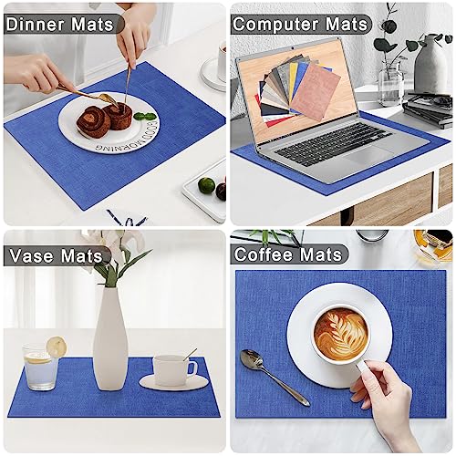 Homaxy PU Faux Leather Placemats for Dining Table, Set of 6, Sea Blue - color: Sea Blue