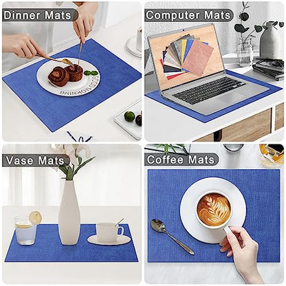Homaxy PU Faux Leather Placemats for Dining Table, Set of 6, Sea Blue - color: Sea Blue