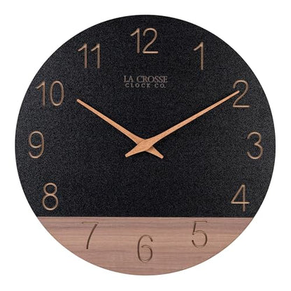 La Crosse Clock 404-3630C 12 inch Dark Sierra Wood Analog Quartz Wall Clock - color: Black/Brown