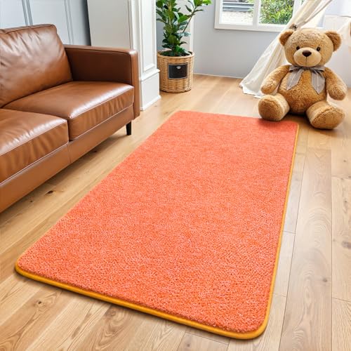 Keeko 2x4 Area Rugs for Living Room,Soft Washable Memory Foam Bedroom Rug - color: Orange-white, size: 2' X 4' (Rectangular)