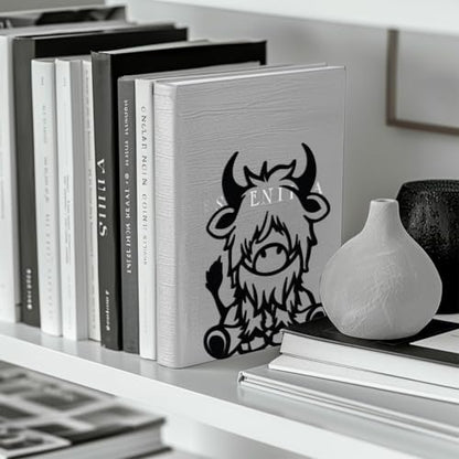 Peacoblue 5.3"x4.3"x6.5" Metal Bookends, Heavy Duty Book Ends for Shelves - style: Highland Cattle