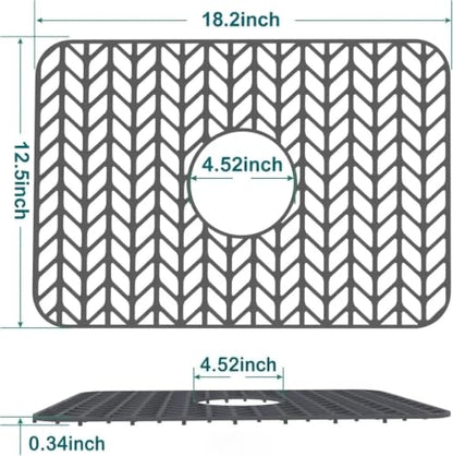 AWOKE Silicone Sink Protectors for Kitchen Sink 18.2"x 12.5" Center Drain - size: 18.2' x 12.5 Center Drain