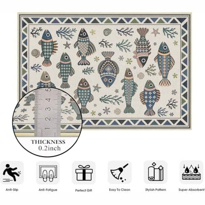 Fish Ocean Area Rug 4x6 for Living Room Coastal Rugs Low Pile Soft Non Slip - color: Fish, size: 4'x6' (Rectangular)
