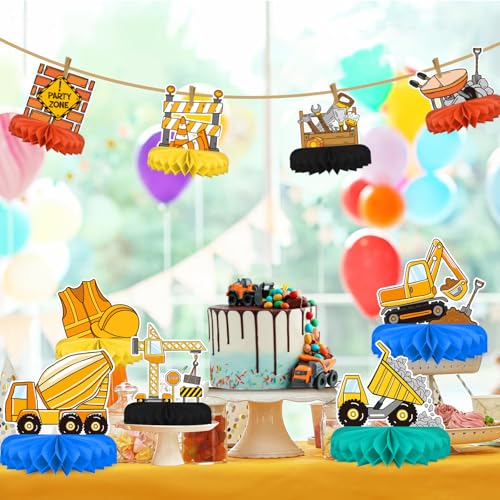 Construction Birthday Party Supplies - Construction Themed Honeycomb Centerpiece ，Table Decorations Construction Themed Birthday Party Decorations - style: construction