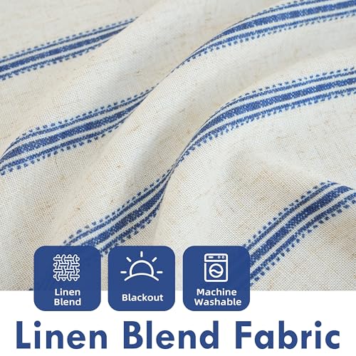 DriftAway Farmhouse Double Layer Linen Blackout Tie Up Curtains Thermal Insulated Vertical Striped Fully Lined Balloon Roman Shade Bathroom Window Adjustable Rod Pocket 31 Inch by 47 Inch Navy - color: Navy Blue, size: 31"W x 47"L (Pack of 1)
